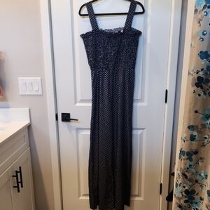 SHEIN Blue Polka Dot Smocked Tiered Jumpsuit Size Large